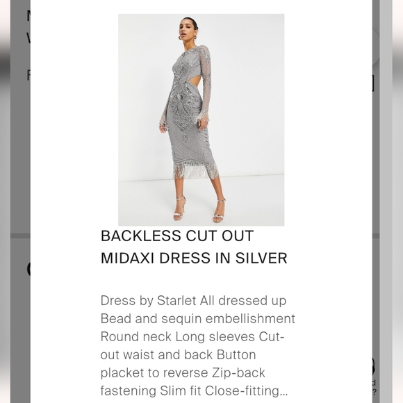 Asos Design Starlet beaded/fringe dress- US 4/AU 8 - Picture 5 of 12